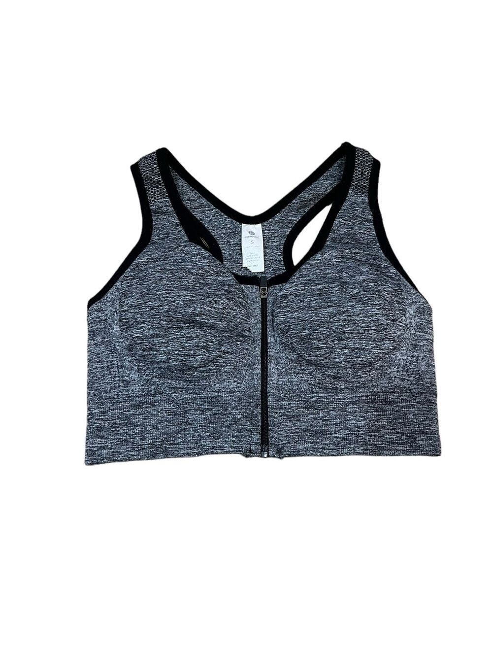 90 Degree by Reflex Small Gray Zipper Sports Bra
